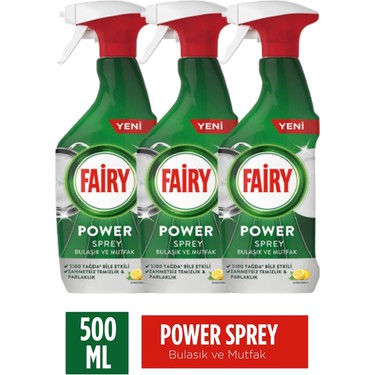 FAİRY POWER 3’Ü 1 ARADA BULAŞIK VE MUTFAK TEMİZLEYİCİSİ SPREY 500 ML 3’LÜ