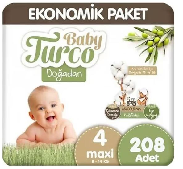 BABY TURCO ULTRA AVANTAJ PAK. BEBEK BEZİ NO:4 MAXİ 8-14 KG 208’Lİ