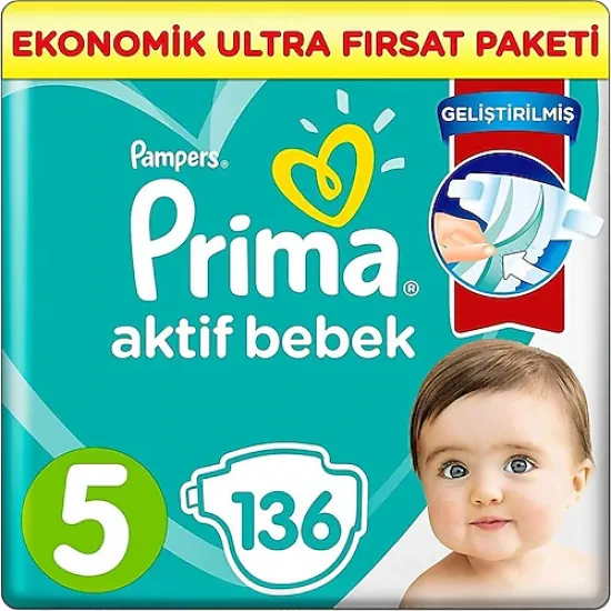 PRİMA ULTRA FIRSAT PAK. BEBEK BEZİ NO:5 11-16 KG 136’LI