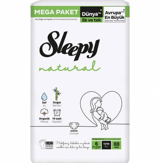 SLEEPY NATURAL MEGA PAK. NO:6 EXTRA LARGE 15-27 KG 88’Lİ